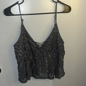 Gray sparkly cropped tank top from forever 21